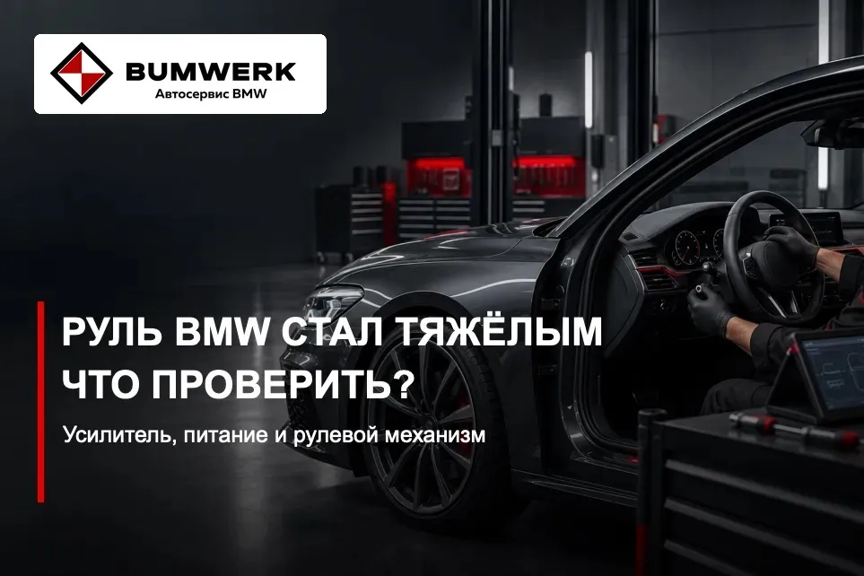 BMW в сервисной зоне: иллюстрация к статье о тяжёлом руле