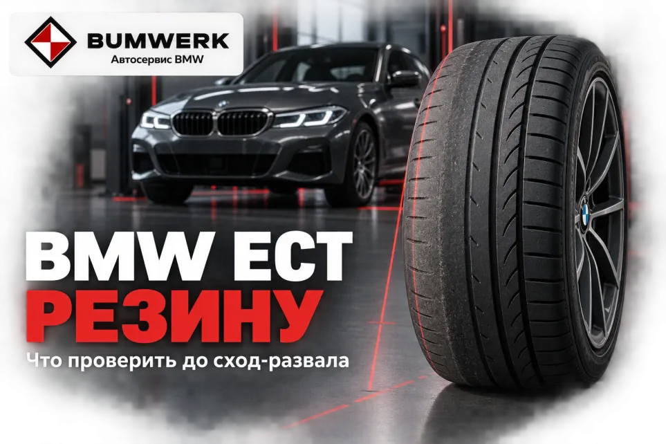 BMW ест резину с внутренней стороны: что проверить до сход-развала