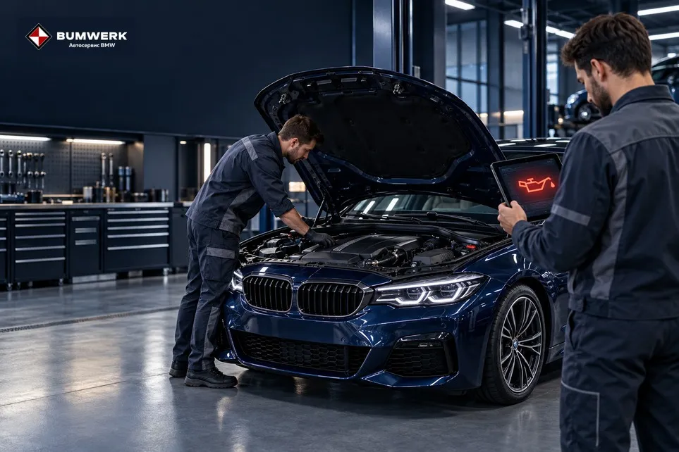 Загорелась красная маслёнка BMW: что делать при предупреждении о давлении масла